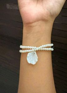 Pearl Bracelet with Petal Charm