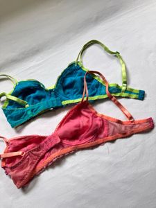 Lace Bralette Set - Pink &amp; Teal
