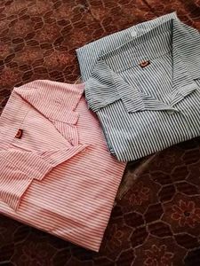 2 Striped Shirt Set - Pink & Blue