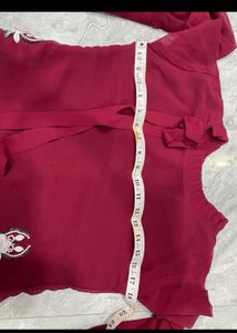 Maroon Embroidered Kurta