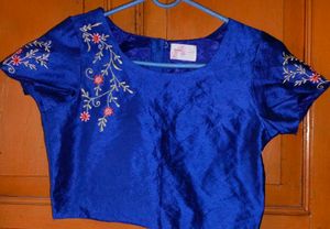 Elegant Blue Embroidered Blouse