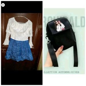 Lace denim dress and new bag free