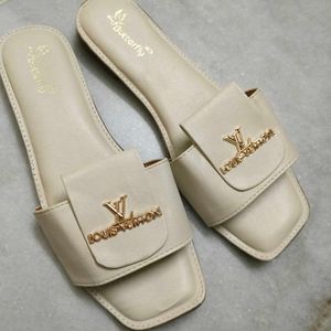 Stylish Women's Cream Slides,FIXED PRICE