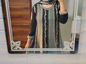 Black Embroidered frock Palazzo Set