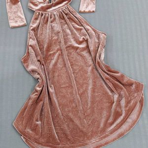 Peach Velvet Halter Neck Top