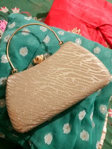 Sparkly silver Clutch Bag with Gem
