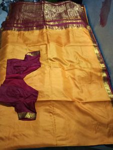 GentlyUsed YellowMisoreSilkSaree-MaroonBorder+
