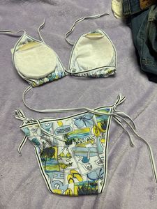 Cute Comic Print Bikini Set Free size