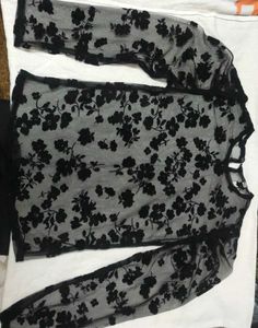Black Floral Sheer Top