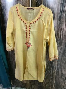 Yellow Embroidered Kurta