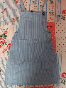 Cute Blue Striped Pinafore Dress