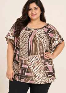 Stylish Plus Size Top - Geometric Print XXL 48"-52