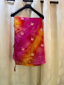 Pink &amp; Yellow Soft Fabric Saree With Blouse