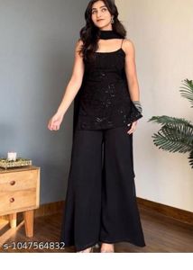 Elegant Black Sequin Kurta Set