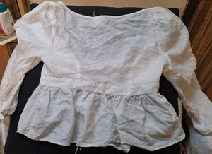 White Lace-Up Peplum Top