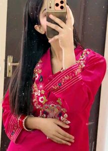 ✨ Royal Wine Embroidered Kurta Pant Set for Women