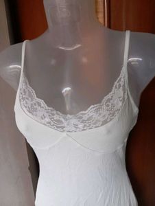 White Lace Trim Cami Slip Dress