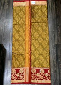 unused Elegant Saree with Floral Border