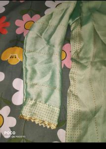 pretty pista green long kurti.