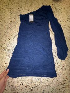 Chic Navy One-Shoulder Ruched Dress