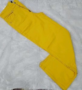 Vibrant Yellow High Waist Wide-Leg Pants