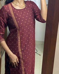 Maroon Kurta with Gold Print