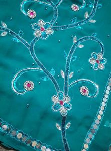 Exquisite Teal Saree with Sequins