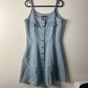 Light Wash Denim Button-Up Dress