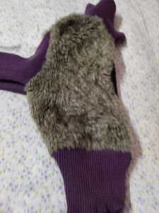Purple Faux Fur Zip-Up Sweater