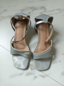 Elegant Silver Heeled Sandals