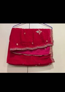 pure Vibrant Pink Velvet Kurta with Embellishments