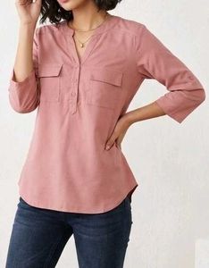 sale 💰 HARPA Dusty Rose Mandarin Collar Top