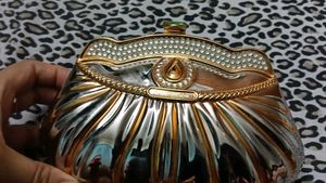 Vintage Metallic Clutch Bag with Rhinestones