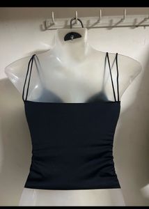 Black V-Neck Spaghetti Strap Bikini Top