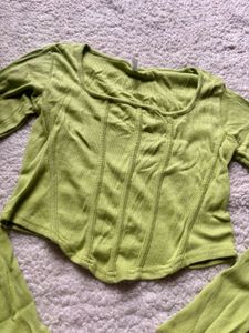 Lime Green Long Sleeve Corset Top