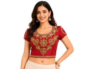 Embroidered Maroon Crop Top choli blouse