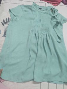 Elegant Teal Pleated Blouse