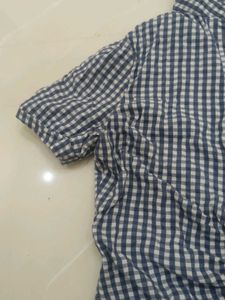 Blue Gingham Button-Up Shirt
