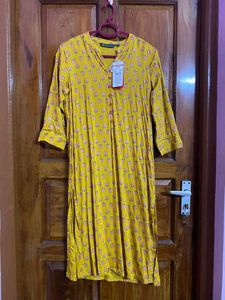 Yellow Printed Kurta