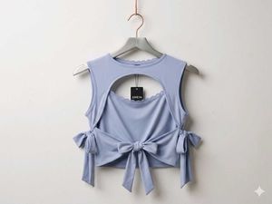 branded Lace Trim Cutout Back Tie Top