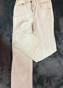 Cream Wide Leg Jeans