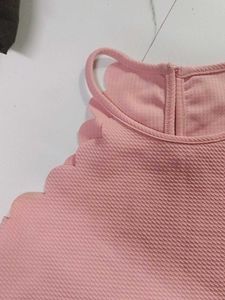 Pink Scallop Neck Halter Top