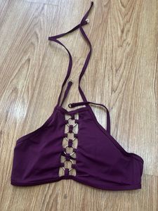 Plunge Bikini Top with Gold Rings