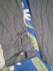 women's Grey Long Sleeve Button-Up Shirt