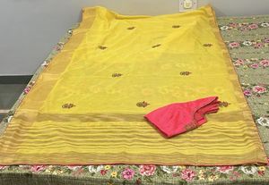 Yellow Saree With Pink Blouse