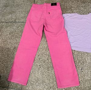 Pink Jeans and Butterfly T-Shirt Set
