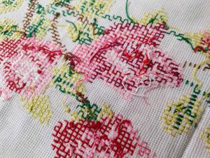 Hand-embroidered Cross-stitch  Sofa backcover