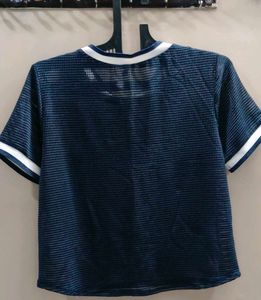 Blue Mesh Crop Top