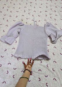 Lavender Smocked Square Neck Top