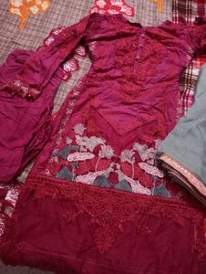 pakistani maroom embroidered Kurta Set